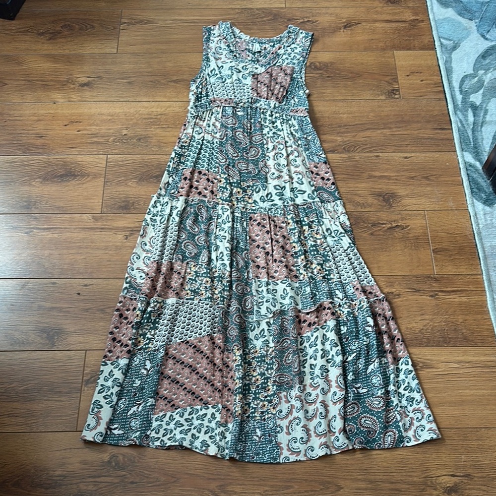 Patchwork Sleeveless Maxi Dress - Multicolor